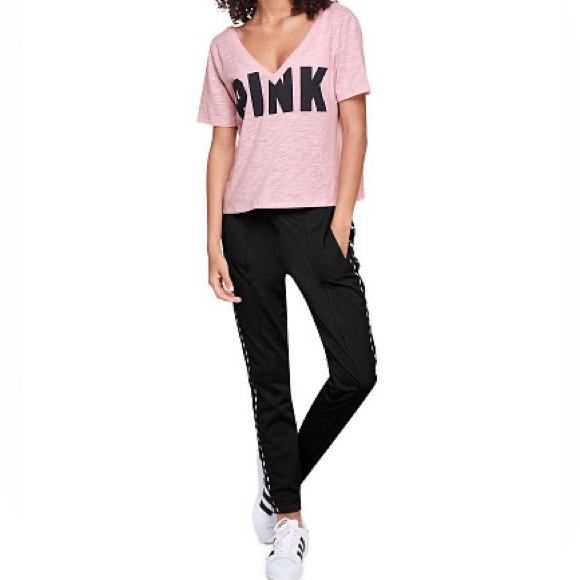 PINK Victoria’s Secret BLACK TRACK PANTS - Picture 3 of 3